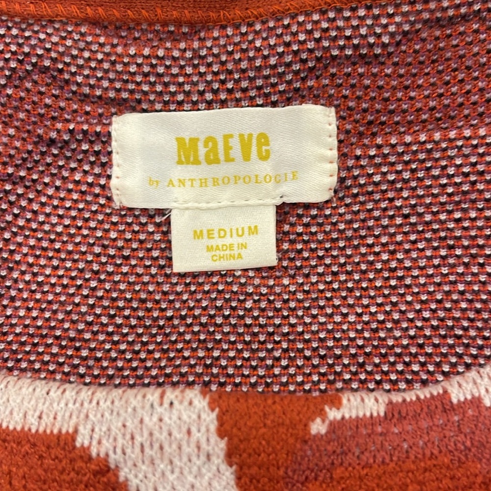 Anthrpolgie Floral Patterned Sweater - Orange and Purple SZ Medium - Picture 3 of 8